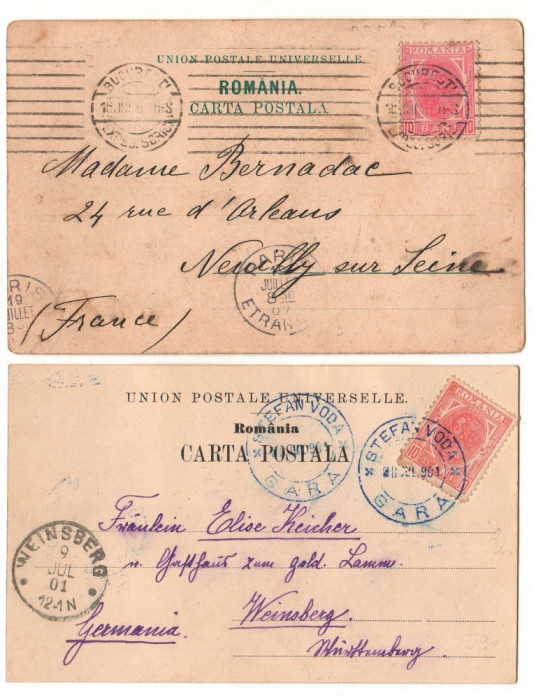 SV * Romania 10 BANI 1900 CAROL I cu EROARE &quot;ORANGE&quot; + MARTOR pe CP circulate