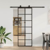 VidaXL Ușă glisantă cu set de feronerie neagră 76x205 cm Sticlă ESG