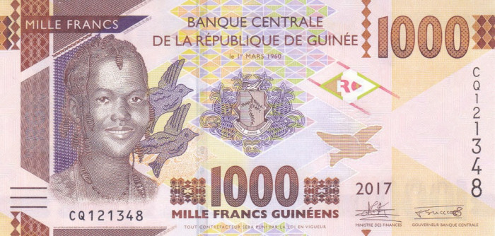Bancnota Guineea 1.000 Franci 2017 - PNew UNC