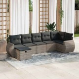 vidaXL Set canapele de grădină, 7 piese, cu perne, gri, poliratan 3325606