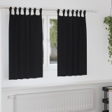 vidaXL Perdele opace cu perdele 2 pcs Negru 140 x 140 cm Poliester