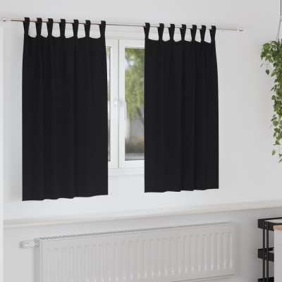 vidaXL Perdele opace cu perdele 2 pcs Negru 140 x 140 cm Poliester foto
