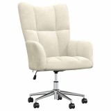 vidaXL Scaun de relaxare, alb crem, catifea