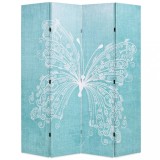 VidaXL Paravan cameră pliabil, albastru, 160 x 170 cm, fluture