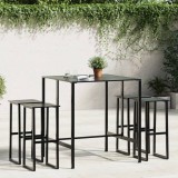 Cumpara ieftin Set bar de grădină 5 piese, negru, oțel vopsit electrostatic