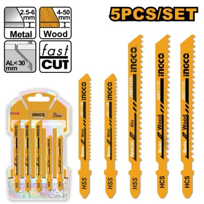 Panze pendular metal aluminiu lemn 5 pcs - Ingco AKJ0051 foto