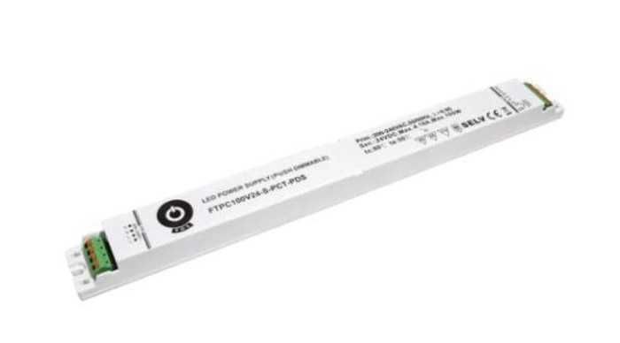 Sursă de alimentare POS FTPC100V24-S-PCT-PDS, driver LED POS 24V/4.16A, carcasă subțire din plastic, conectori push-in, buton de control al luminozită