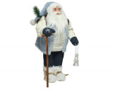 Decoratiune Santa w stick &amp;amp;lantern, Decoris, 19x27x60 cm, poliester, albastru