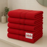 Cumpara ieftin Set de 5 prosoape baie, bumbac 100%, 550gsm, Valentini Bianco, 50x100cm, Rosu
