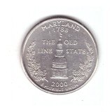 Moneda SUA 25 centi/quarter dollar 2000 P Maryland 1788, stare buna, curata