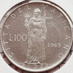 1277 Vatican 100 Lire 1965 Pavlvs VI tiraj km 82 aunc-UNC
