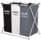 Cos Pliabil pentru Rufe cu 3 Compartimente din Panza Oxford, Cadru Metalic, 135 L, 65.5 x 39.5 x 60 cm, Multicolor