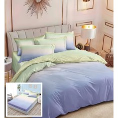 Lenjerie Pat Allegra Sx036, Bumbac, 6 Piese, Cu Elastic, Albastru, Verde