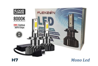 Set 2 Becuri Led Diode H7 X7 12V 50W 12000lm Mono LED +300% pentru Faruri Can Bus fara erori foto