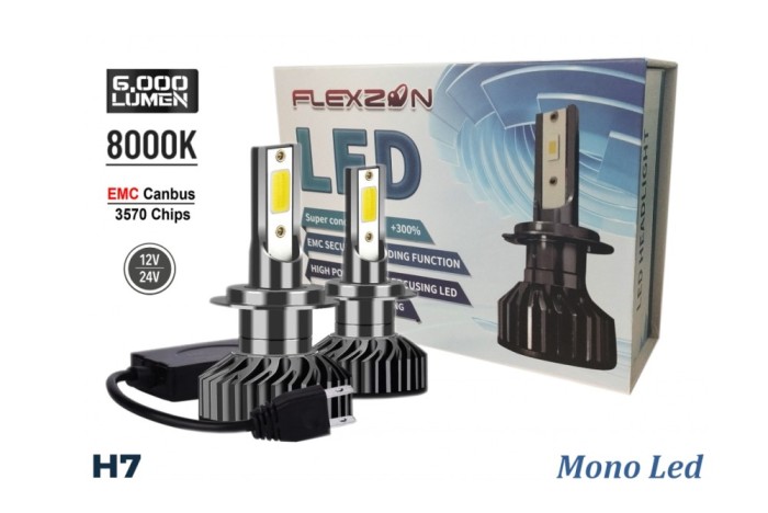Set 2 Becuri Led Diode H7 X7 12V 50W 12000lm Mono LED +300% pentru Faruri Can Bus fara erori