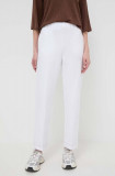 Max Mara Leisure pantaloni femei, culoarea alb, lat, high waist, 2416781108600 2416780000000