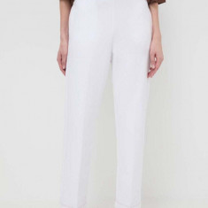 Max Mara Leisure pantaloni femei, culoarea alb, lat, high waist, 2416781108600 2416780000000