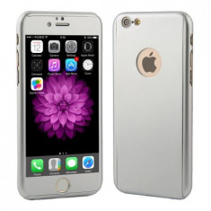 Husa Full 360° (fata + spate + geam sticla) pt Apple iPhone 6 / 6S, argintiu