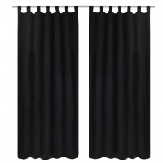 Draperii micro-satin cu bride, 2 buc, 140 x 175 cm, negru GartenMobel Dekor