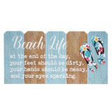 Cumpara ieftin Tablou decorativ din lemn cu mesaj motivational, Beach Life, 50 x 25 cm