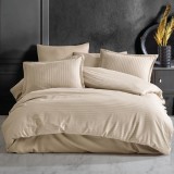 Lenjerie de pat pentru 1 persoana, Bumbac Damasc 100%, 3 piese, Cearceaf pat 160x240, Cearceaf pilota 150x220, Fete de perne 50x70, cappucino Relax Ki