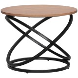 HOMCOM Masă de cafea rotundă de stil industrial din metal negru și blat din lemn, dim. &Oslash; 60 x 46 &Icirc; n cm | Aosom Romania