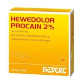 Solutie Injectabila, Hevert, Hewedolor Procain 2%, Destinat Administrării Intravenoase, cu Procaina Clorhidrat 2%, 10 fiole x 2ml