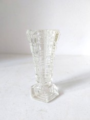 Vaza mica de sticla groasa, veche / vintage, 10.5cm inaltime