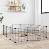 Cușcă animale de companie cu ușă 12 panouri negru 35x35 cm oțel