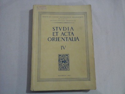 STUDIA ET ACTA ORIENTALIA IV foto