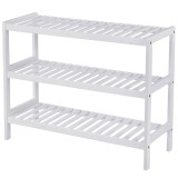 SONGMICS Raft de depozitare din bambus, cu 3 niveluri, 26x70x55cm, alb Household NewTrend