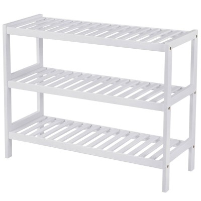 SONGMICS Raft de depozitare din bambus, cu 3 niveluri, 26x70x55cm, alb Household NewTrend foto