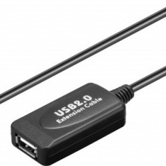 Cablu extensie USB 2.0 A tata - USB 2.0 A mama activ, 10m, negru, Goobay