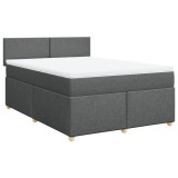 Cumpara ieftin Pat box spring cu saltea, gri inchis, 140x200 cm, textil