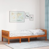 Pat Copii vidaXL 90x190 cm, Lemn Masiv Pin, Maro - Cadru Pat fara Saltea, Somiera Inclusa, Rezistent si Durabil