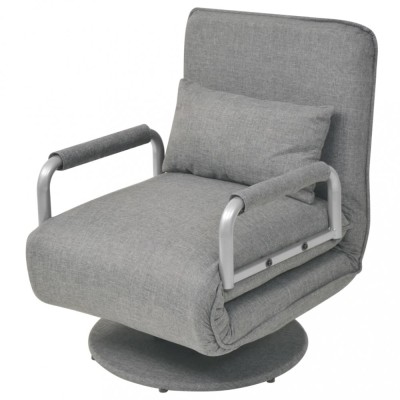 vidaXL Scaun pivotant și canapea extensibilă, gri deschis, textil foto