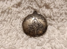 MEDALION vintage VECHI ornat SPLENDID cu o VAZA cu FLORI art nouveau FRANTA 1900