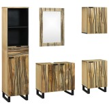 vidaXL Set de mobilier pentru baie cu sertar cu raft cu depozitare cu ușă cu oglindă 5 pcs Maro Mediu