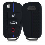 Cumpara ieftin Husa Cheie Auto pentru Audi, 3 Butoane, Silicon, Negru, 53134.02, Kwmobile