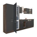 Mobila Bucatarie Yorki 340 Leziter - Bucatarie modulara, stejar York, antracit satinat, 300cm