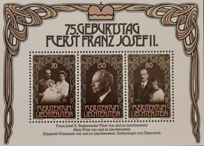 BC69, Liechtenstein 1981, bloc personalitati, Franz Iosef al II-lea