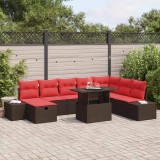 vidaXL Set de canapele pentru grădină cu pernă 9 pcs Maro Rattan poli 3359901