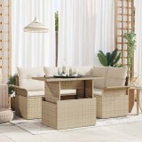 vidaXL Set de canapele pentru grădină cu pernă 5 pcs Bej Rattan poli 3348277