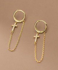 Cercei Din Argint Gold CRUCE cod ARG390M