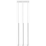 Lampă Suspendată Pastel Alb Oțel 3 Becuri Tub Modern De Interior