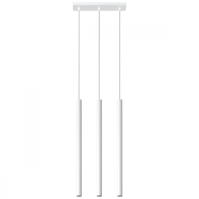 Lampă Suspendată Pastel Alb Oțel 3 Becuri Tub Modern De Interior foto