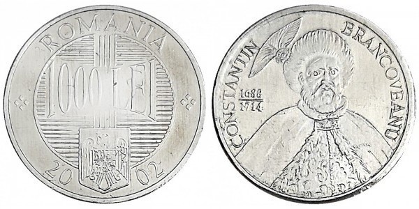 Romania 2002 - 1000 lei, aluminiu, UNC