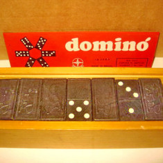 5522-Joc Vintage Domino Estrela Brazil 1964 din lemn, 28 piese.