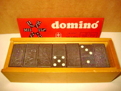 5522-Joc Vintage Domino Estrela Brazil 1964 din lemn, 28 piese. foto