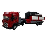 Camion Forestier cu Macara si Remorca Lemne, Lumini si Sunete, Plastic, 3+ ani